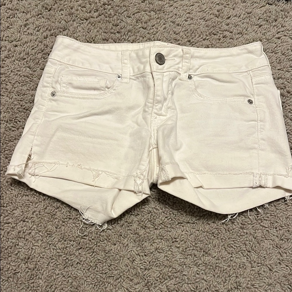 White Denim Shorts | stretch